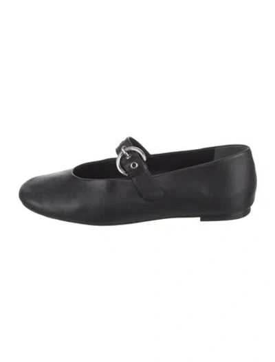 Pre-owned Reformation Leather Mary Jane Flats In Black