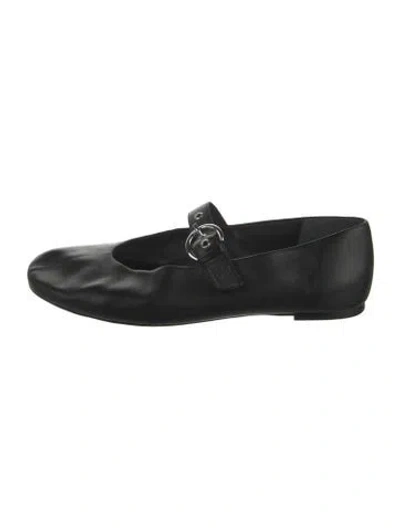 Pre-owned Reformation Leather Mary Jane Flats In Black