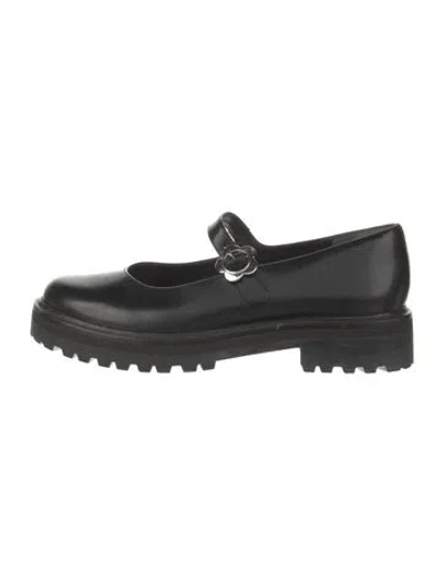 Pre-owned Reformation Leather Mary Jane Flats In Black