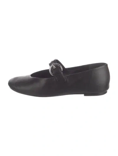 Pre-owned Reformation Leather Mary Jane Flats In Black
