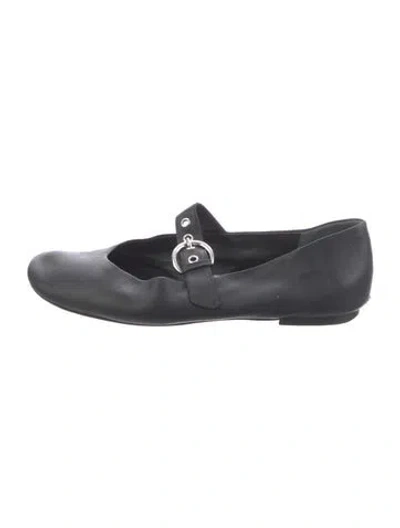 Pre-owned Reformation Leather Mary Jane Flats In Black