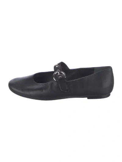 Pre-owned Reformation Leather Mary Jane Flats In Black