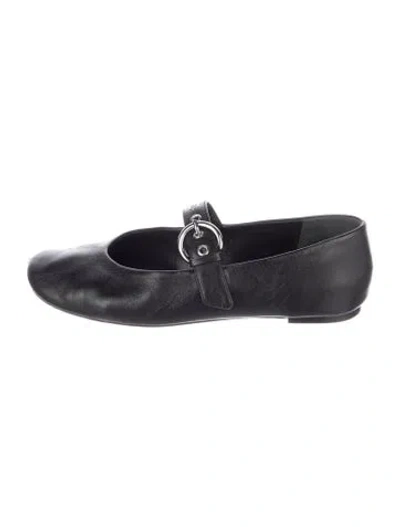 Pre-owned Reformation Leather Mary Jane Flats In Black