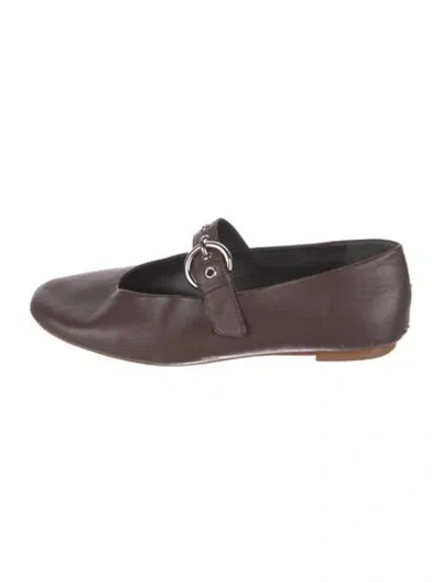Pre-owned Reformation Leather Mary Jane Flats In Brown
