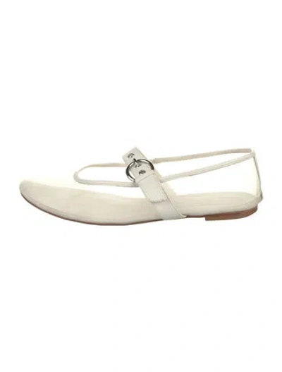 Pre-owned Reformation Leather Mary Jane Flats In White