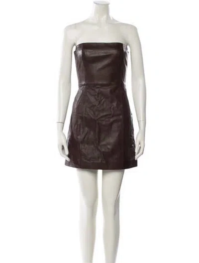 Pre-owned Reformation Leather Mini Dress In Brown