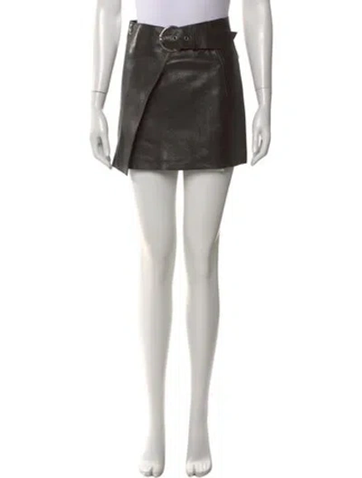 Pre-owned Reformation Leather Mini Skirt In Black