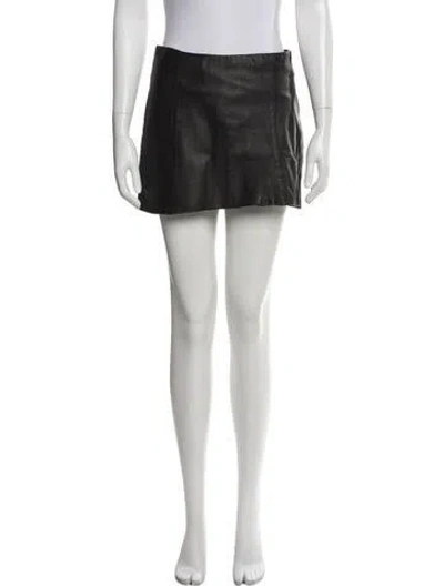 Pre-owned Reformation Leather Mini Skirt In Black