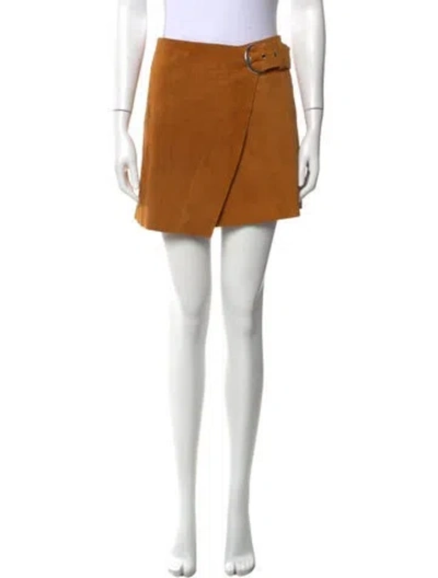 Pre-owned Reformation Leather Mini Skirt In Brown