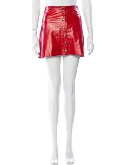 Pre-owned Reformation Leather Mini Skirt In Red