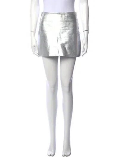 Pre-owned Reformation Leather Mini Skirt In Silver