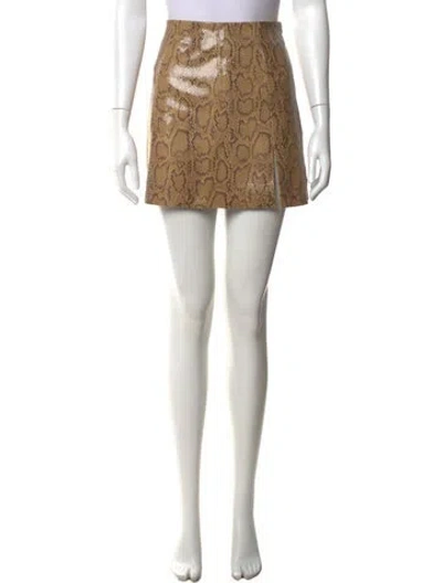 Pre-owned Reformation Leather Mini Skirt In Yellow