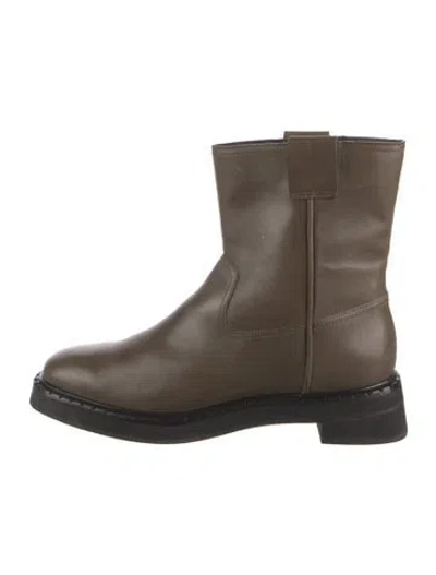 Pre-owned Reformation Leather Moto Boots In Green