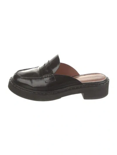 Pre-owned Reformation Leather Mules In Black