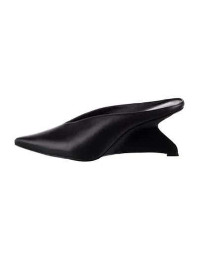Pre-owned Reformation Leather Mules In Black