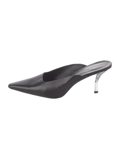 Pre-owned Reformation Leather Mules In Black