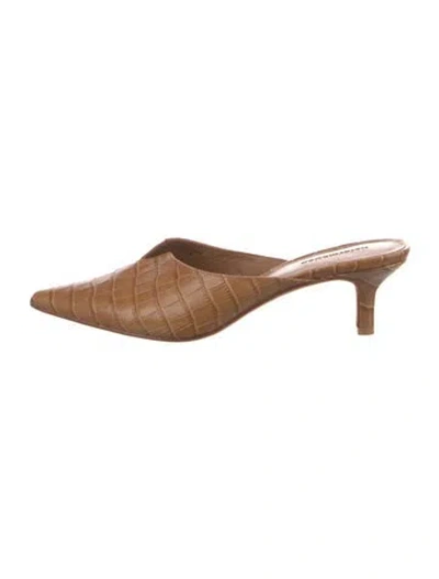 Pre-owned Reformation Leather Mules In Brown