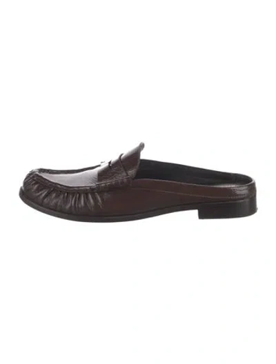 Pre-owned Reformation Leather Mules In Brown