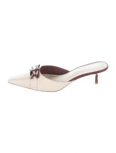 Pre-owned Reformation Leather Mules In Brown/neutrals