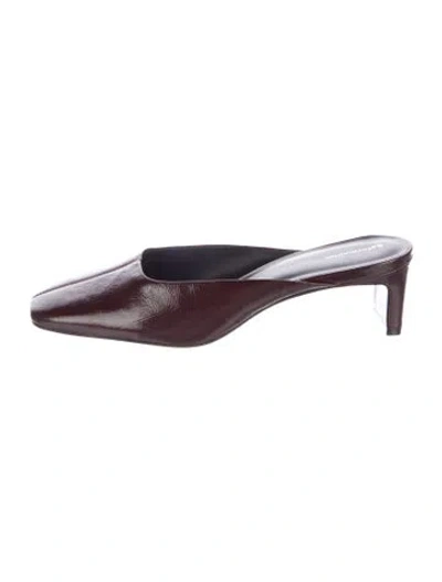 Pre-owned Reformation Leather Mules In Burgundy