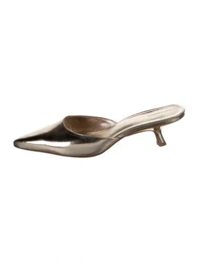 Pre-owned Reformation Leather Mules In Gold