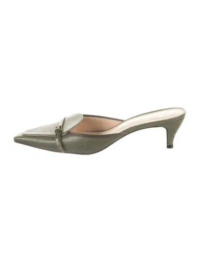 Pre-owned Reformation Leather Mules In Green
