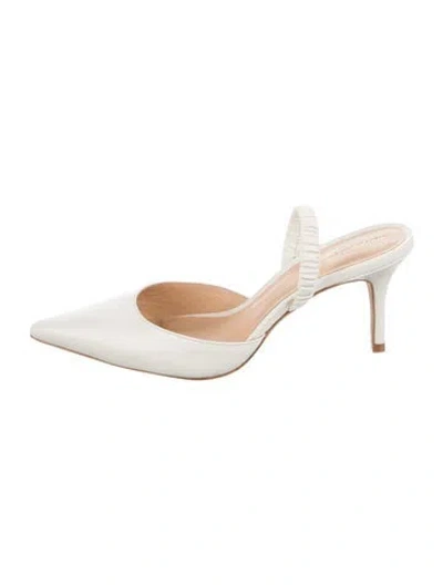 Pre-owned Reformation Leather Mules In Neutral