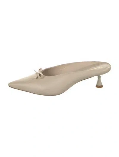 Pre-owned Reformation Leather Mules In Neutrals