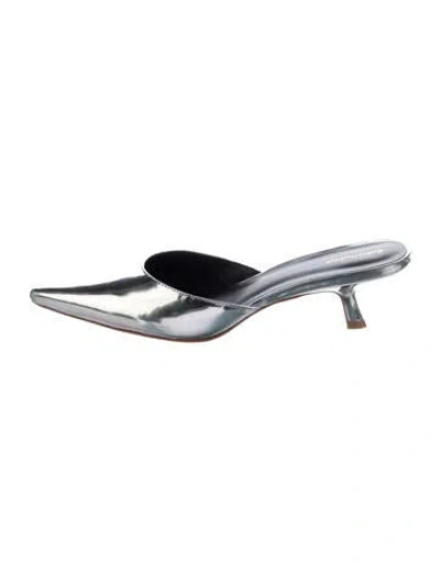 Pre-owned Reformation Leather Mules In Silver