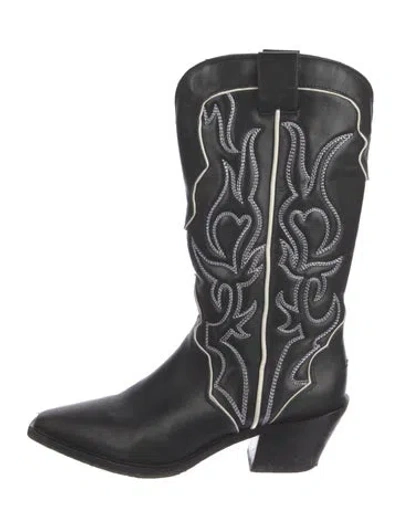 Pre-owned Reformation Leather Patterned Western Boots In Multi