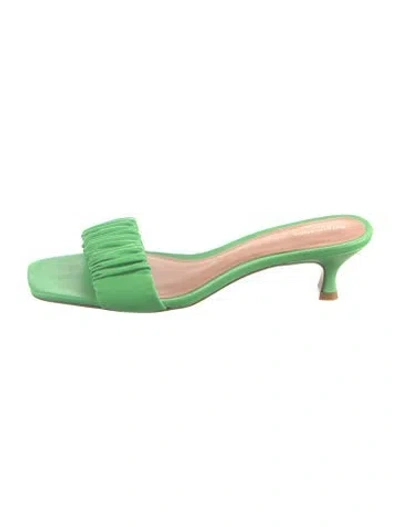 Pre-owned Reformation Leather Pleated Accents Slides In Green