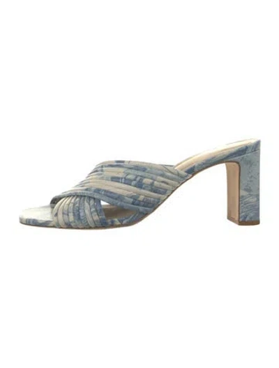 Pre-owned Reformation Leather Printed Slides In Blue