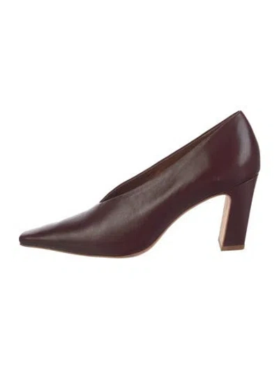 Pre-owned Reformation Leather Pumps In Burgundy