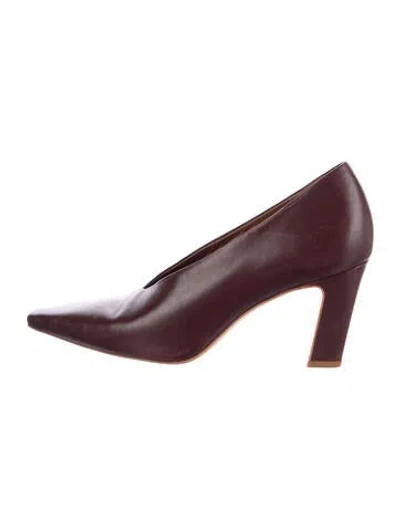 Pre-owned Reformation Leather Pumps In Burgundy