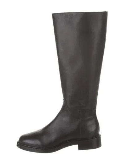 Pre-owned Reformation Leather Riding Boots In Black