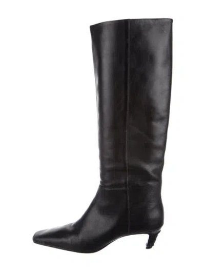 Pre-owned Reformation Leather Riding Boots In Black