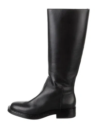Pre-owned Reformation Leather Riding Boots In Black