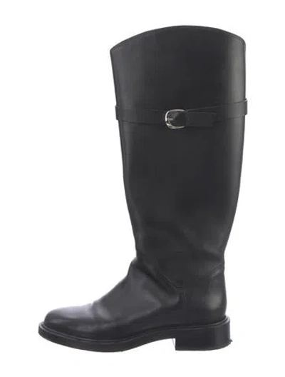 Pre-owned Reformation Leather Riding Boots In Black