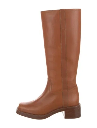 Pre-owned Reformation Leather Riding Boots In Brown