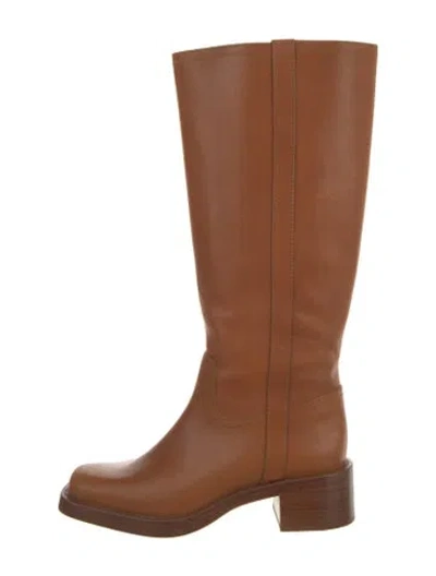 Pre-owned Reformation Leather Riding Boots In Brown