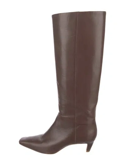 Pre-owned Reformation Leather Riding Boots In Brown