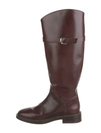 Pre-owned Reformation Leather Riding Boots In Burgundy