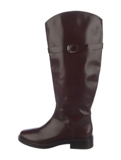 Pre-owned Reformation Leather Riding Boots In Burgundy