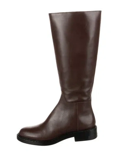 Pre-owned Reformation Leather Riding Boots In Burgundy