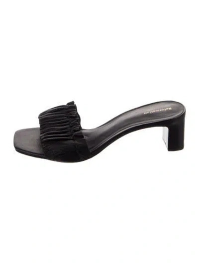 Pre-owned Reformation Leather Ruffle Embellishment Sandals In Black