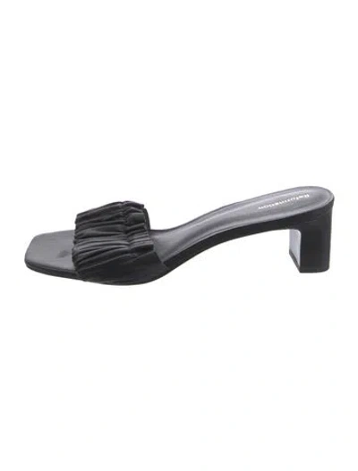 Pre-owned Reformation Leather Ruffle Embellishment Slides In Black