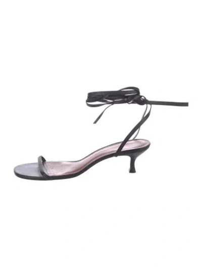 Pre-owned Reformation Leather Sandals In Black