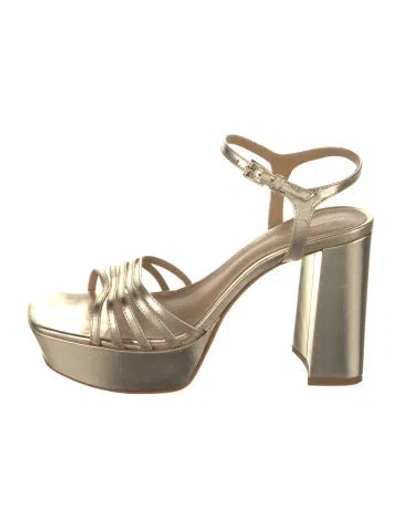 Pre-owned Reformation Leather Sandals In Gold/metallic