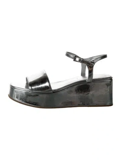 Pre-owned Reformation Leather Sandals In Gray