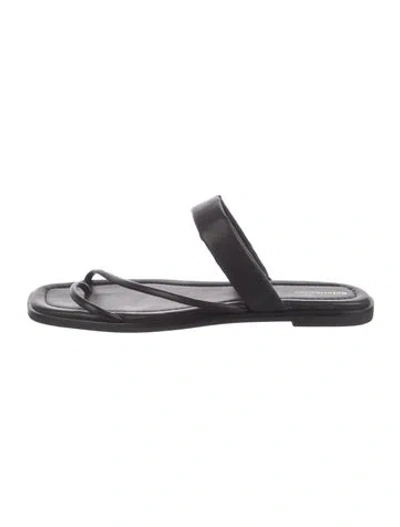 Pre-owned Reformation Leather Slides In Black